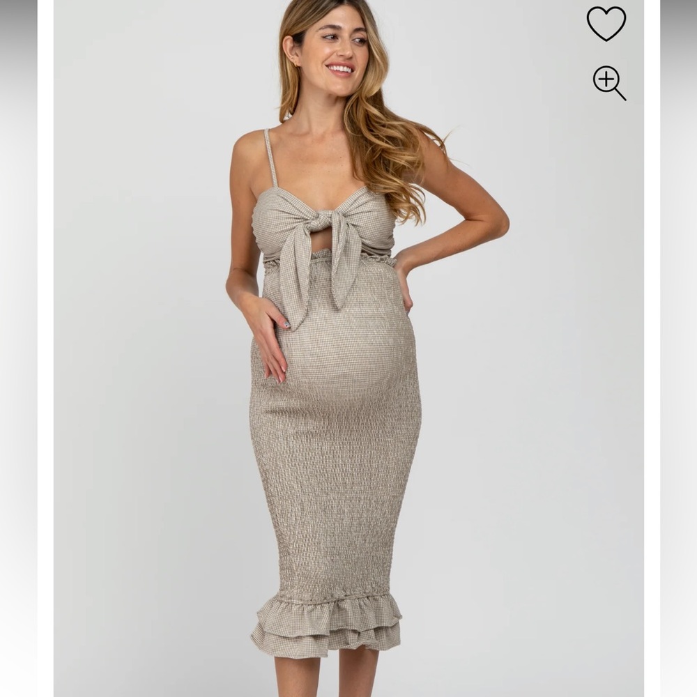 Pinkblush - Mocha Gingham Print maternity dress